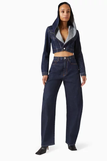 Hooded Crop Jacket in Denim