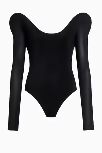 Curved Bodysuit in Soft Jersey