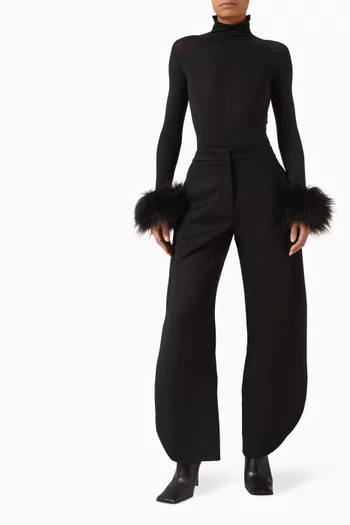 بنطال بتصميم بتلات زهور صوف بكر