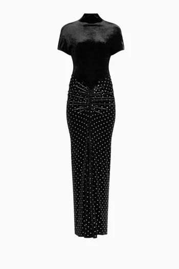 Drape Strass Dress in Velvet