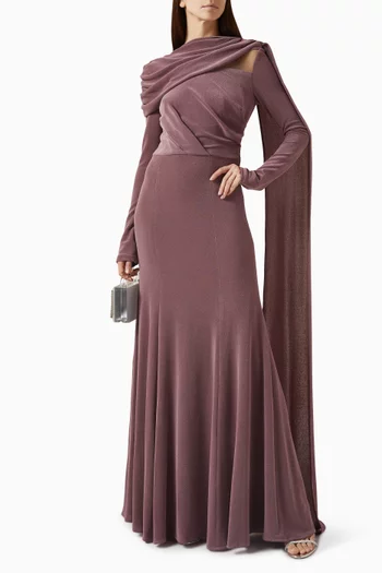 فستان سهرة بقصة غير متماثلة على شكل ذيل السمكة