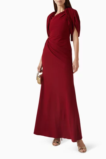 فستان سهرة بقصة غير متماثلة بكتف مكشوف