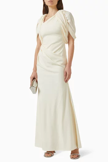 فستان سهرة بقصة غير متماثلة بكتف مكشوف