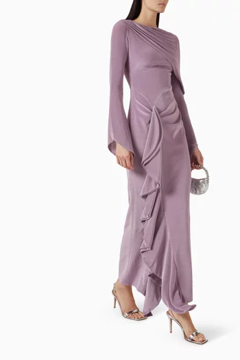 فستان بقصة مستقيمة وفتحة رقبة غير متماثلة