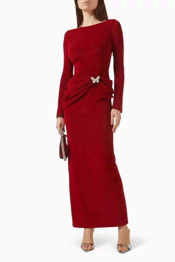 Asymmetric Drape Pencil Dress