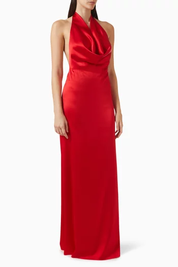 Carla Open-back Dress in Silk Blend