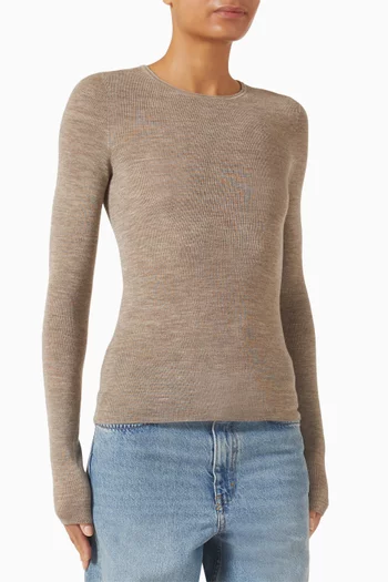 بلوزة صوف مارينو بأكمام طويلة