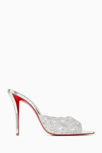 Lasera 100 Crystal-embellished Mule Sandals in Metallic Leather