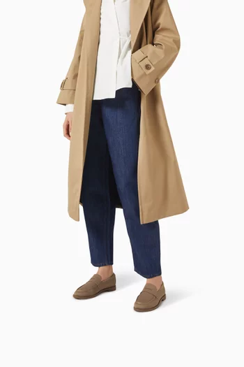 حذاء سهل الارتداء بشريط بيني قماش منسوج