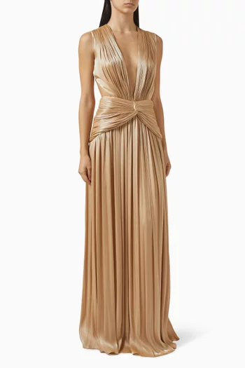 Silla Open-back Gown in Lurex Georgette