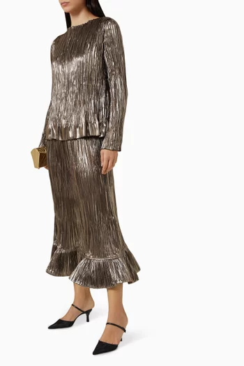 Roan Midi Skir in Plisse