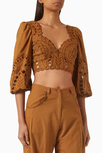 Luna Broderie Anglaise Top in Cotton Blend