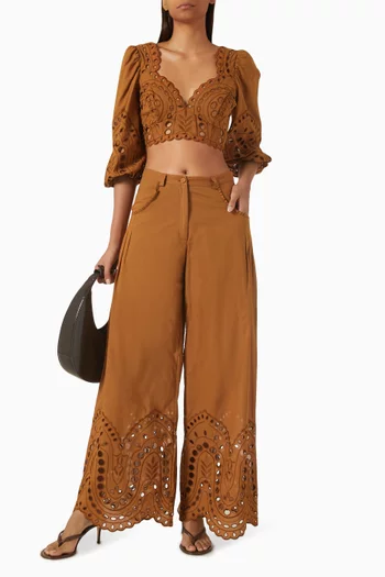 Ray Broderie Anglaise Pants in Cotton Blend