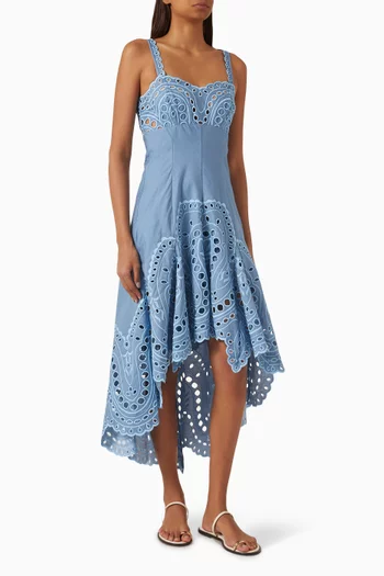 Caspian Broderie Anglaise Dress in Cotton Blend