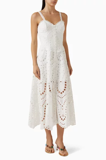 Solace Broderie Anglaise Dress in Cotton Blend