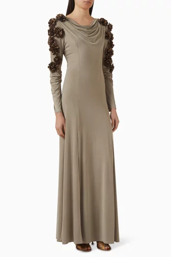 3D Floral-applique Dress