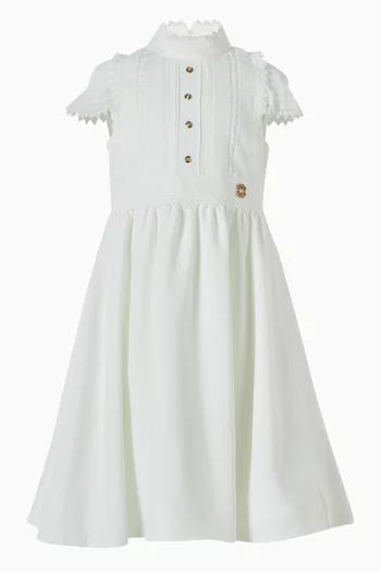 Lace Buttoned Dress in Crepe