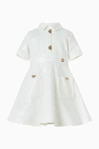 فستان بنمط قميص مطرز بالترتر دينم