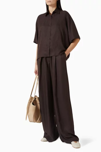 قميص بقصة قصيرة حرير جاكار