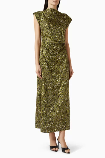 فستان بنقشة جلد حيوانات حرير