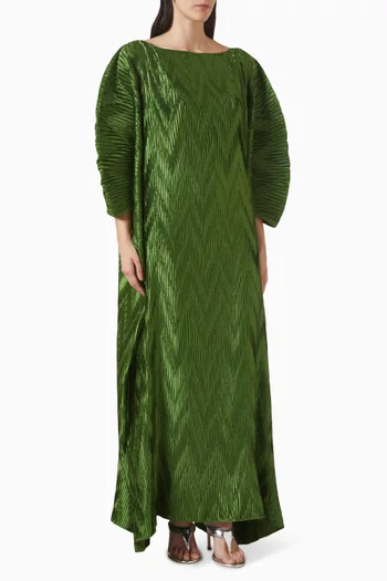 Chevron Pleated Cocoon Dress