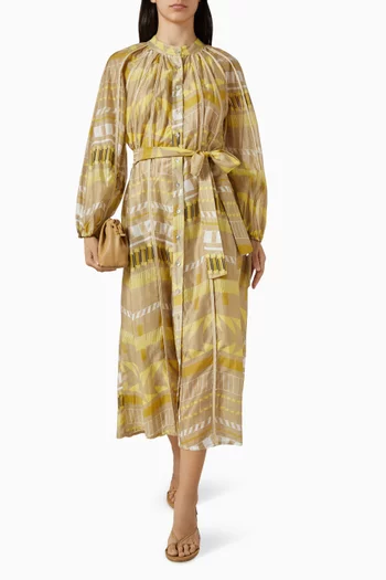 Printed Belted Shirt Dress