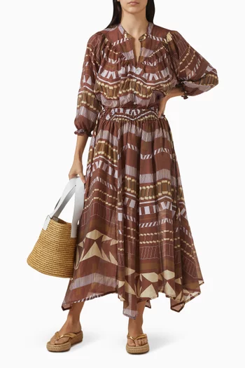 Printed V-neck Blouse