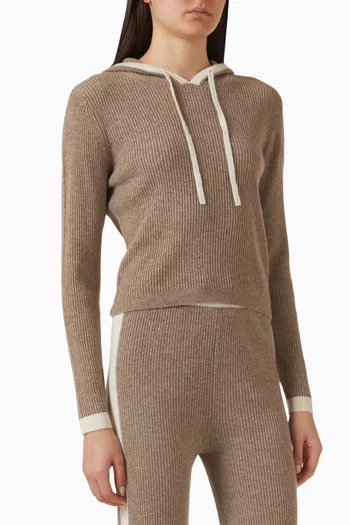 Rib-trim Hoodie in Cashmere Blend