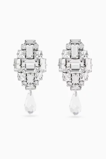 Crystal Clip-on Drop Earrings in Brass