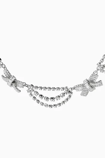 Bow Crystal Necklace in Brass