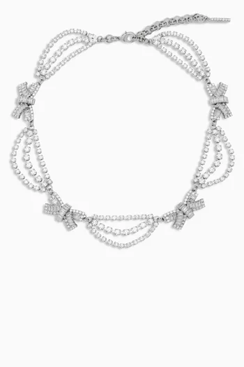 Bow Crystal Necklace in Brass