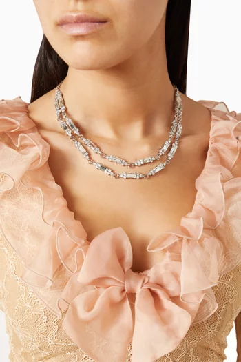 قلادة بطبقتين مرصعة بالكريستال نحاس