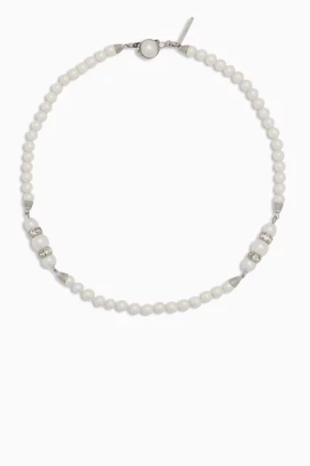 قلادة مزينة باللؤلؤ والكريستال نحاس