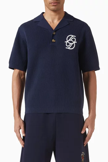Monogramme Open Weave Polo Shirt in Cotton
