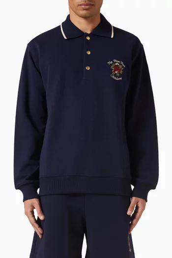 Slogan Rose Polo Shirt in Cotton