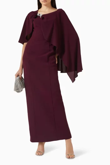 Embellished-bow Dress & Cape Set