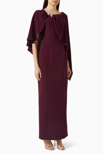 Embellished-bow Dress & Cape Set