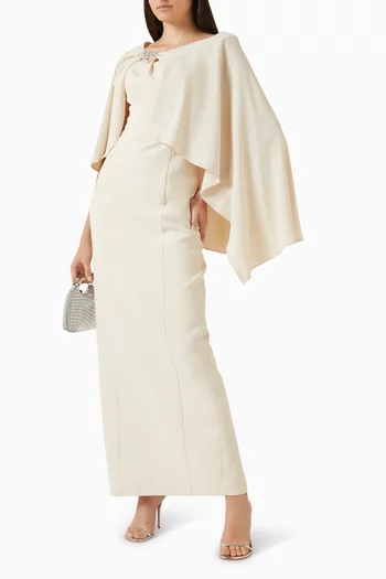 Embellished-bow Dress & Cape Set