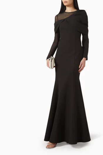 Mesh-panel Fishtail Gown