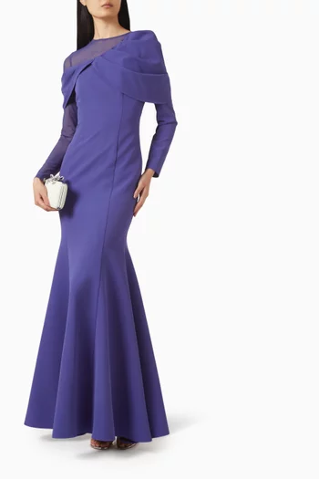 Mesh-panel Fishtail Gown