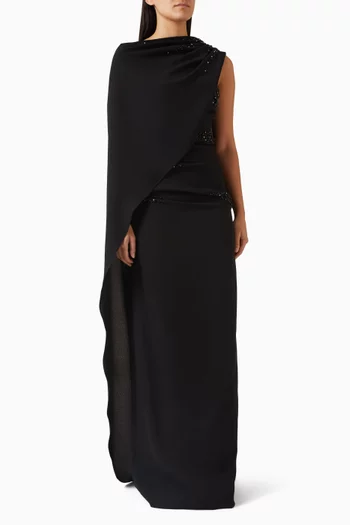 فستان ليليا طويل مزين بتطريزات