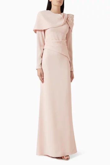 فستان زيرا طويل مزين بتطريزات