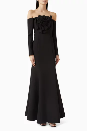 3D Floral-applique Dress