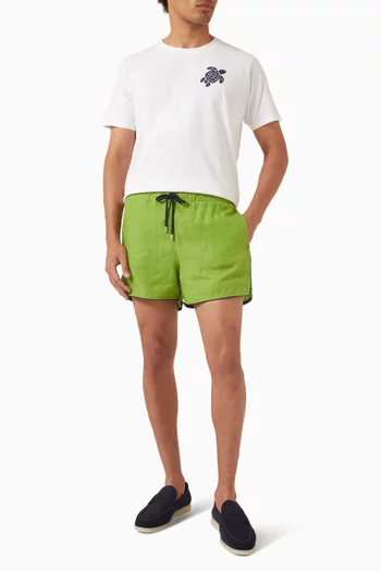 Solid Swim Shorts in Linen