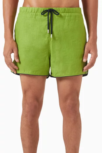Solid Swim Shorts in Linen
