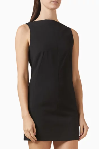 فستان مزيج صوف بقصة قصيرة