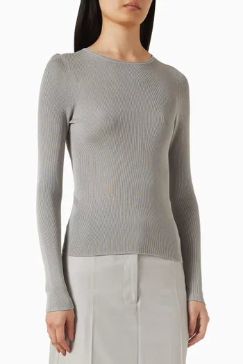 سترة نسيج مضلع بفتحة رقبة مستديرة