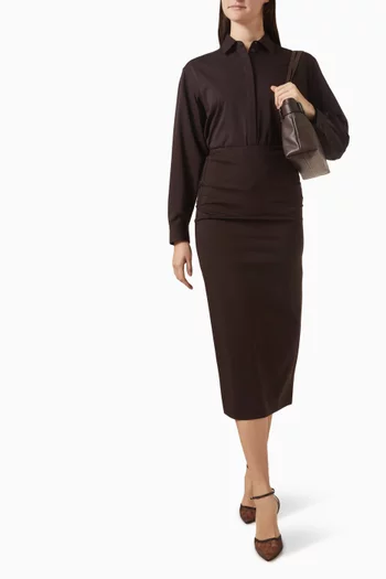 تنورة متوسطة الطول جيرسيه بقصة مستقيمة