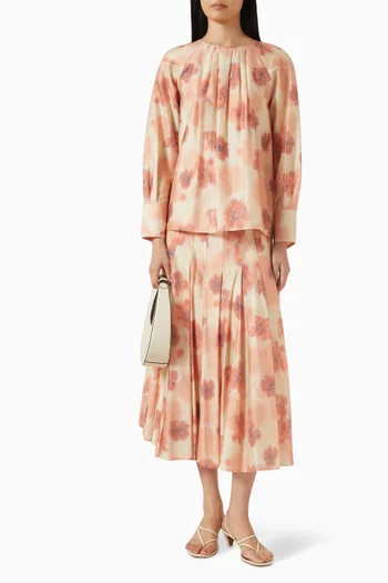 Pleated Printed Skirt