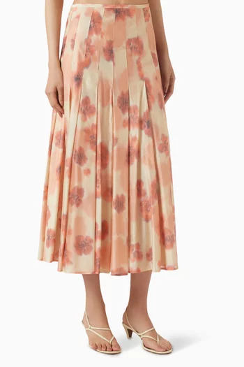 Pleated Printed Skirt